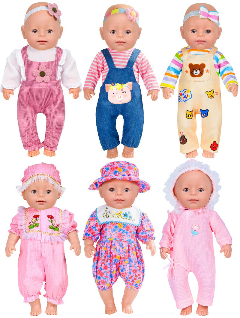 WONDOLL 6 Sets 1416 Inch Baby Doll Accessories Clothes Dress Outfits Headbands Accessories fits New Born 43cm 15 inch Baby Doll - Image 3
