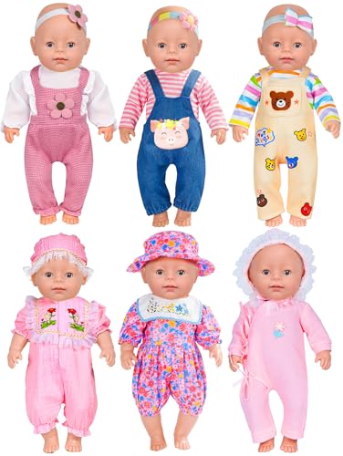 WONDOLL 6 Sets 1416 Inch Baby Doll Accessories Clothes Dress Outfits Headbands Accessories fits New Born 43cm 15 inch Baby Doll - Image 1