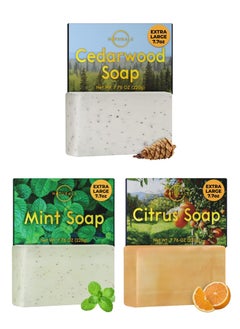 O NATURALS Exfoliating Soap Bar Cedarwood Mint Citrus Scent  Medium Grit Mens Soap Natural Exfoliating Bar Soap for Men  Organic Face Soap Bar Moisturizing Mens Face Bar Soap Mens Soap Bar