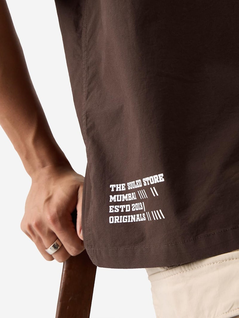 The Souled Store Street Division Cotton Short Sleeve Collared Neck Button Down Oversized Fit Shirts for Men and Boys - Perfect for Stylish Comfortable Everyday Wear Brown - Image 5