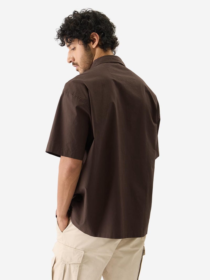 The Souled Store Street Division Cotton Short Sleeve Collared Neck Button Down Oversized Fit Shirts for Men and Boys - Perfect for Stylish Comfortable Everyday Wear Brown - Image 4