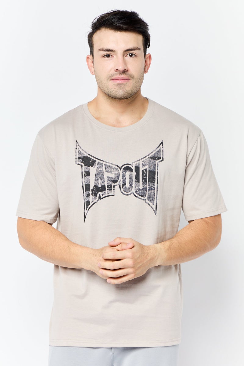 TapouT Men Crew Neck Short Sleeves Brand Logo T-Shirt, Chateau Grey - Image 1