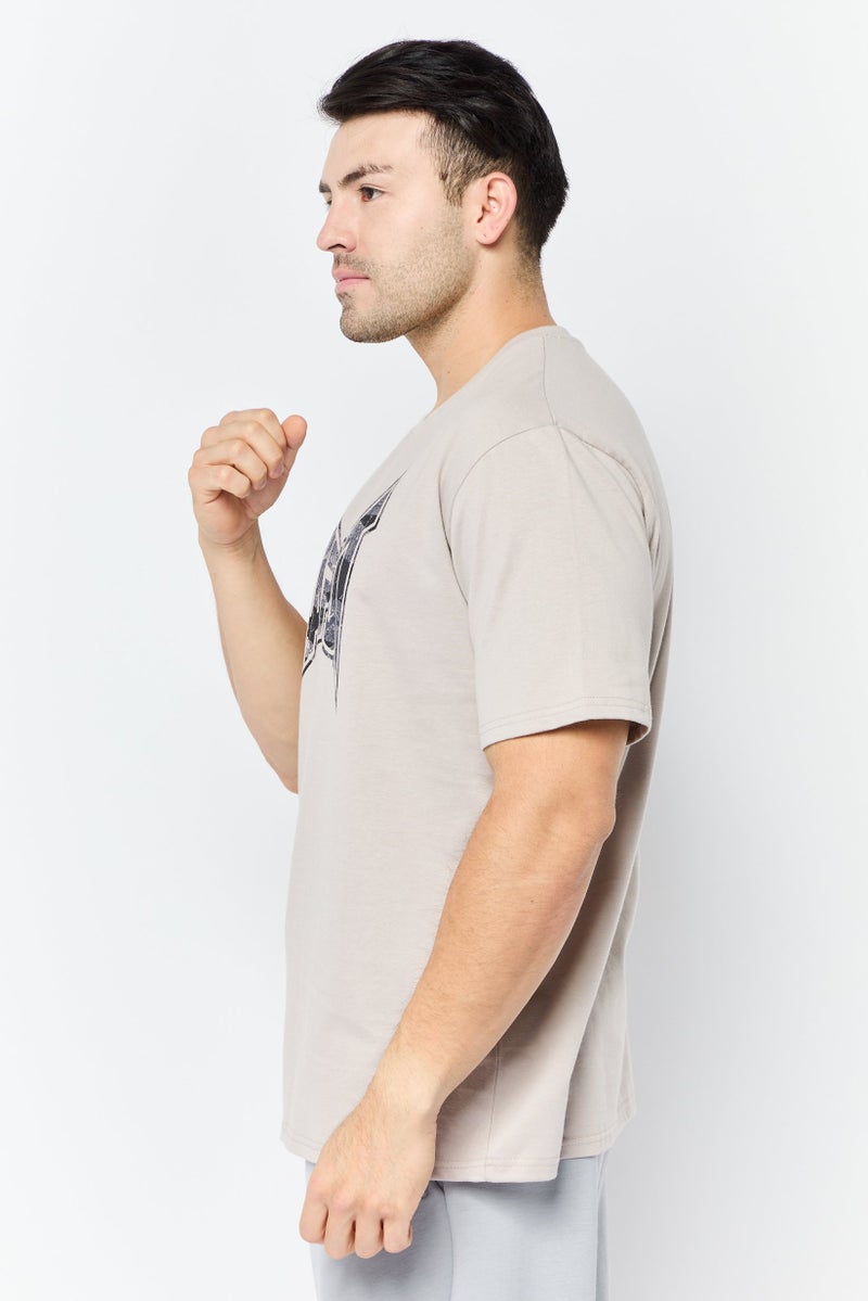 TapouT Men Crew Neck Short Sleeves Brand Logo T-Shirt, Chateau Grey - Image 3