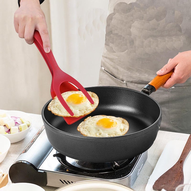 Gircss Egg Flipper, 2 in 1 Grip and Flip Spatula Tongs, Egg Flipper Tong Pancake Fish Sandwiches French Toast Omelet Making Cooking Tongs - Image 1