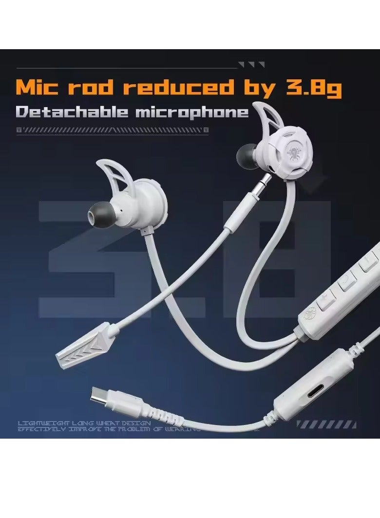 Plextone M762 Semi-In-Ear Earphones with USB-C Port, Wired, 27W Charger, Tablet Charger, Gaming Earphones, HD Microphone, White - Image 4