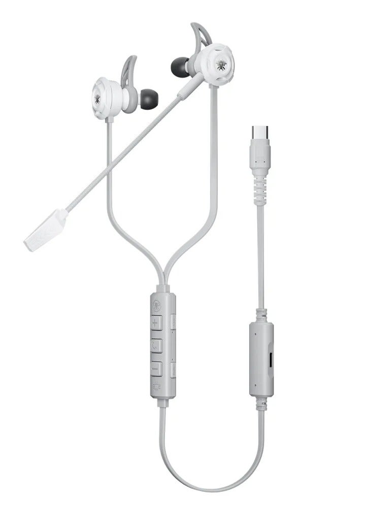 Plextone M762 Semi-In-Ear Earphones with USB-C Port, Wired, 27W Charger, Tablet Charger, Gaming Earphones, HD Microphone, White - Image 1