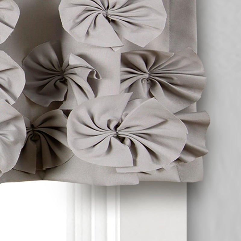 Lush Decor Riley Window Valance - Charming Handmade Bow Details - Elegant Light Filtering Single Panel- 54" W x 18" L, Light Gray - Image 5