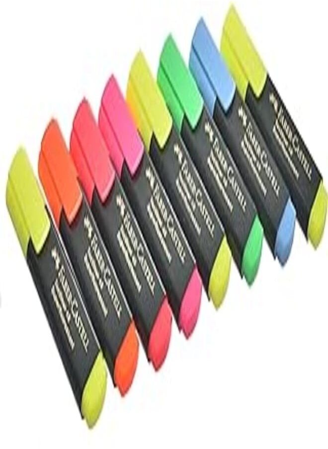 FABER-CASTELL - Faber-castell 254863 highlighter set tl 48, case of 8, neon colours, with durable chisel tip, line width 1-5 mm, refillable - Image 1