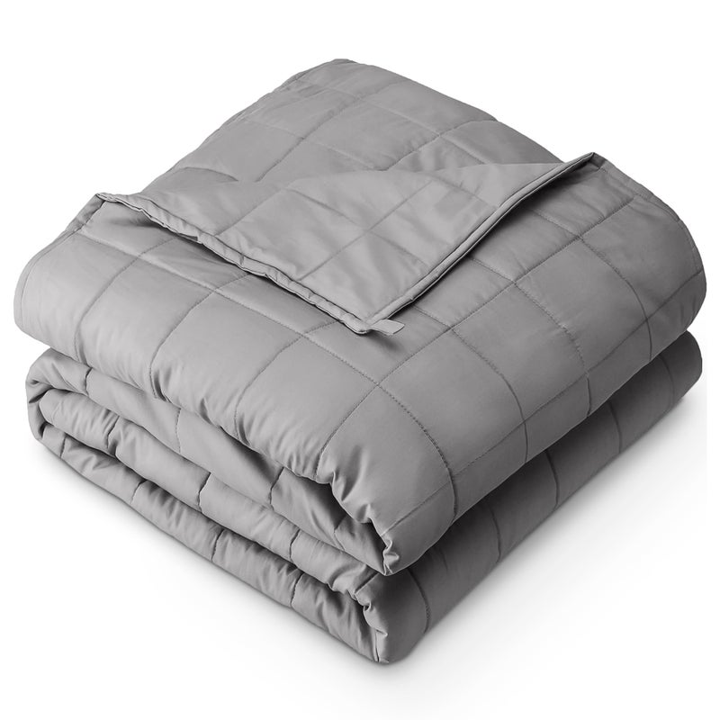 بير هوم Weighted Blanket All-Natural 100% Cotton with Nontoxic Glass Beads 60x80 17lbs, Light Grey - Image 1