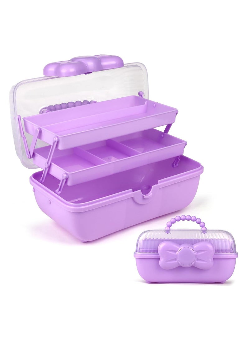 SYOSI Three-Layer Multipurpose Storage Box - Plastic Portable Organizer with Handle for Sewing, Makeup, Medicine, Nail & Hair Accessories, Perfect for Kids  - Image 1