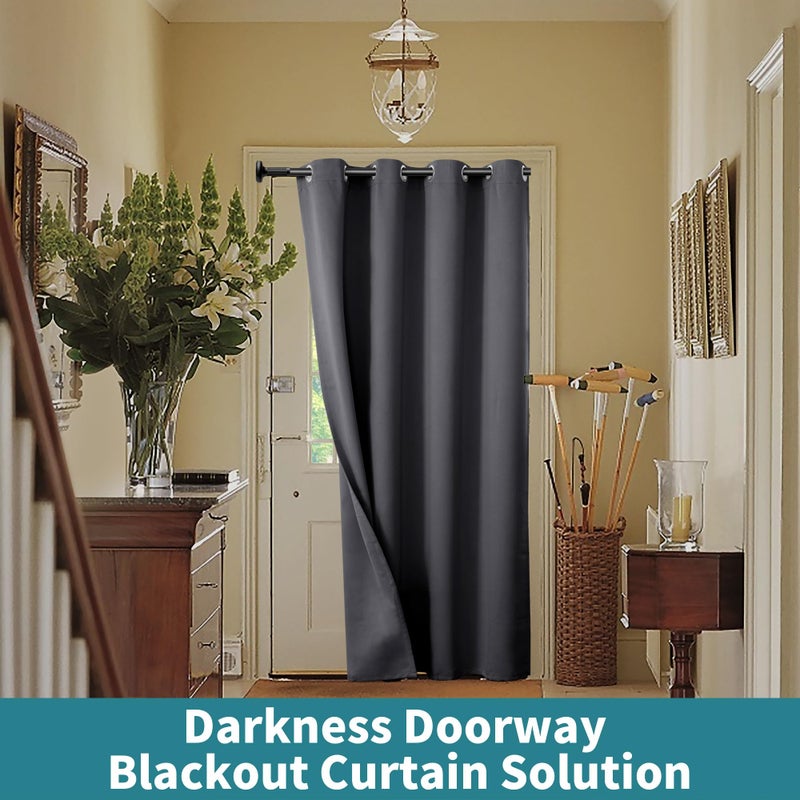 BGment Bgress Dark Ray Door Stain 80 inch الطول للدخول غرفة نوم الخزانة الستار الخصوصية الحرارية معزولة معزولة الغرفة المقسم لفصل الغرفة 1 لوحة 52 بوصة - Image 4