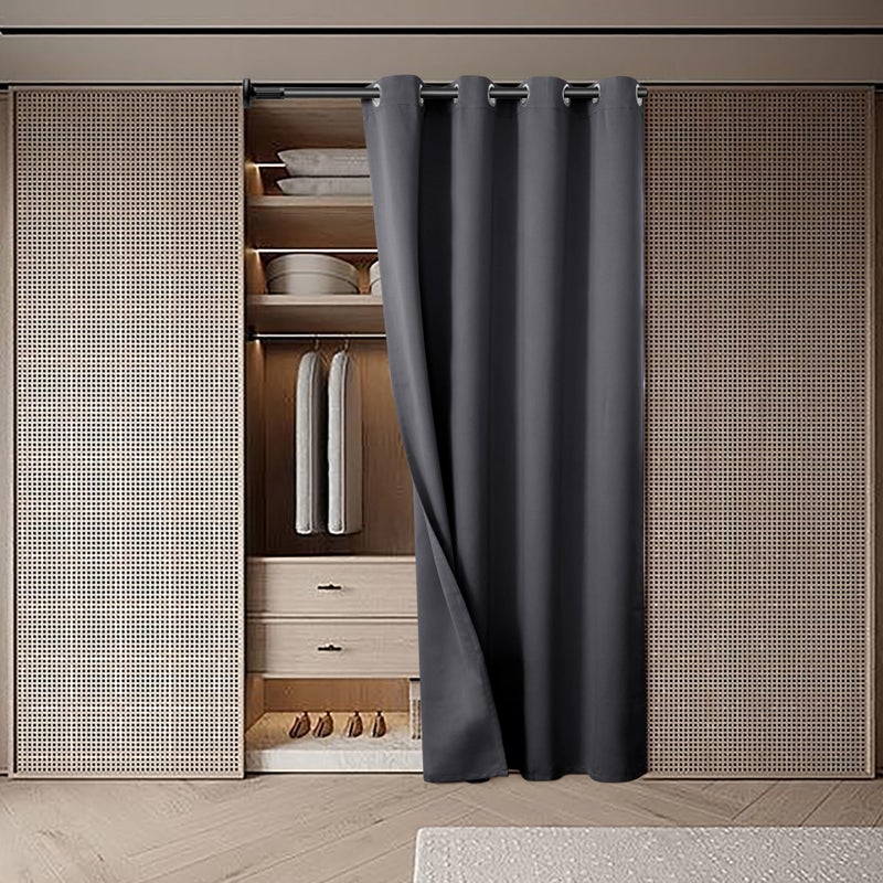 BGment Bgress Dark Ray Door Stain 80 inch الطول للدخول غرفة نوم الخزانة الستار الخصوصية الحرارية معزولة معزولة الغرفة المقسم لفصل الغرفة 1 لوحة 52 بوصة - Image 2
