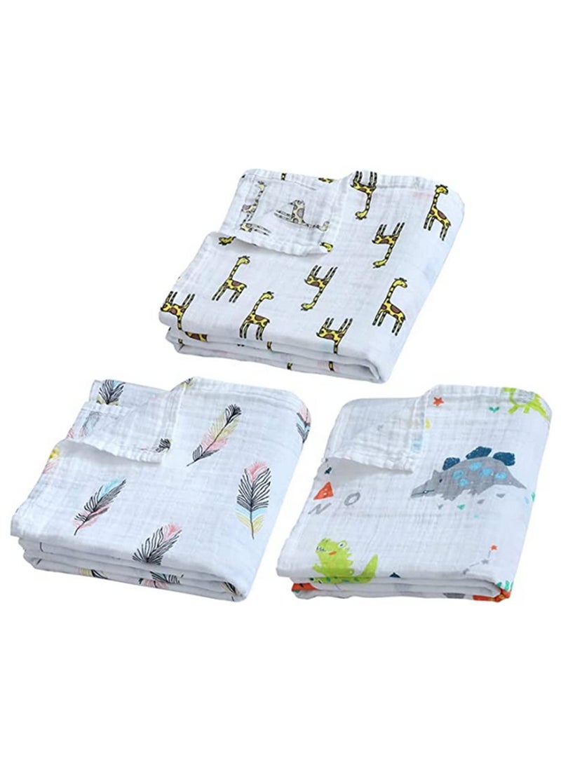 3pcs Baby Swaddle Blanket Soft Breathable Muslin Baby Blankets for Newborn Burp Cloth Nursing Cover Hypoallergenic Quick Dry Ideal Baby Shower Gift 110x120cm - Image 1