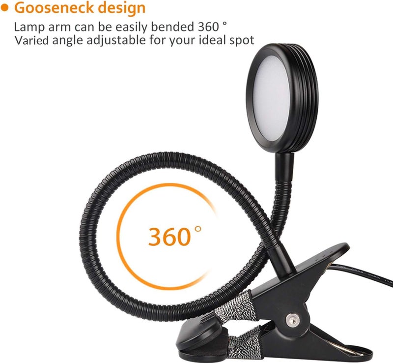 LEPOWER Clip on Light/Reading Lights/Book Light/Desk Lamp Color Changeable/Night Lights Clip on for Desk, Bed Headboard and Computers, Adapter Included (Black) - Image 5