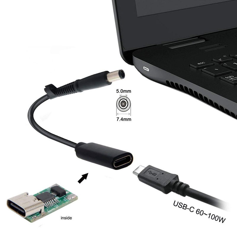 cablecc Type C USB-C Female Input to DC 7.4x5.0mm Power PD Charge Cable fit for HP Laptop 18-20V - Image 3