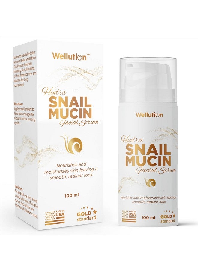 WELLUTION Snail Mucin Serum - 80% Pure Snail Secretion Filtrate - Fast-Absorbing & Non-Sticky - Deep Hydration & Repair - Hyaluronic Acid & Aloe - 3.4oz, Made in USA - Image 1