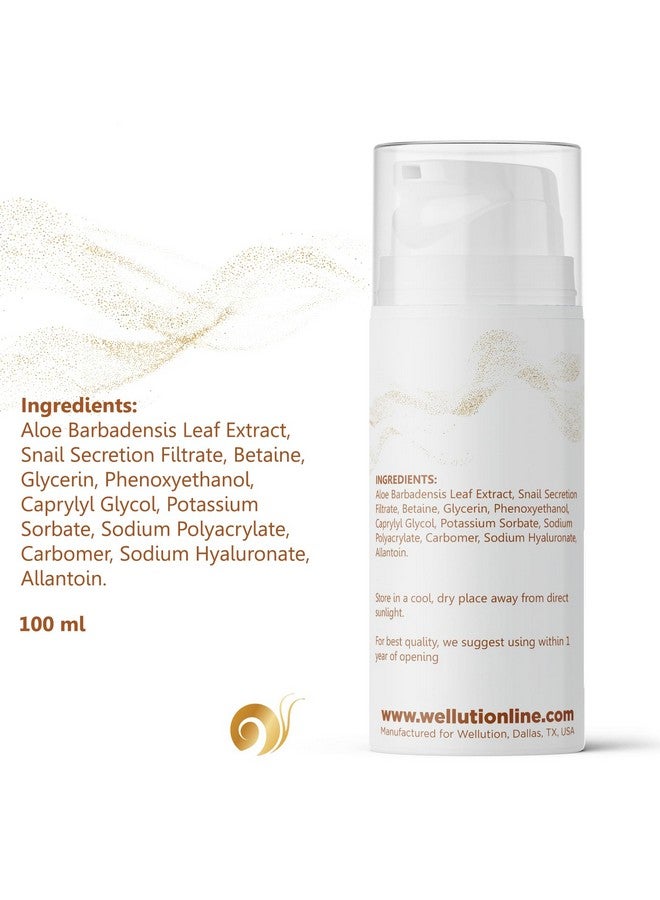 WELLUTION Snail Mucin Serum - 80% Pure Snail Secretion Filtrate - Fast-Absorbing & Non-Sticky - Deep Hydration & Repair - Hyaluronic Acid & Aloe - 3.4oz, Made in USA - Image 2
