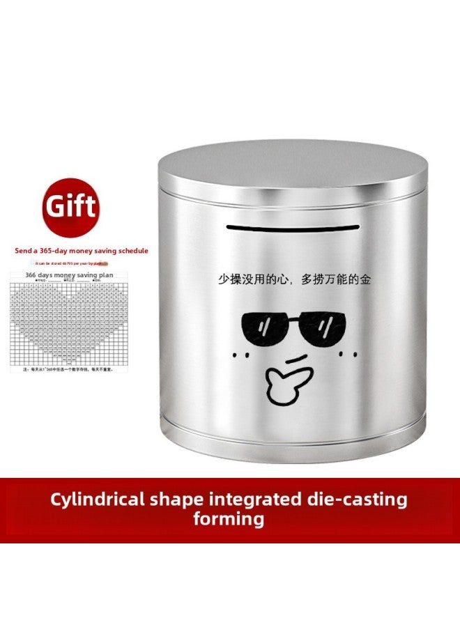 The Can Only Enter The Cylindrical Piggy Bank Can Be Printed Logo Children's Toys Do Not Hurt The Hand High Color Value Piggy Bank-Color:Use Less And Have No Care, Save More Versatile Gold-Size:Cylindrical Thickened Medium Size: 15*15cm  - Image 1