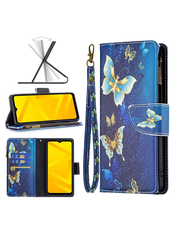 Case For ZTE Blade A71 Colored Drawing Pattern Zipper Leather Phone Case