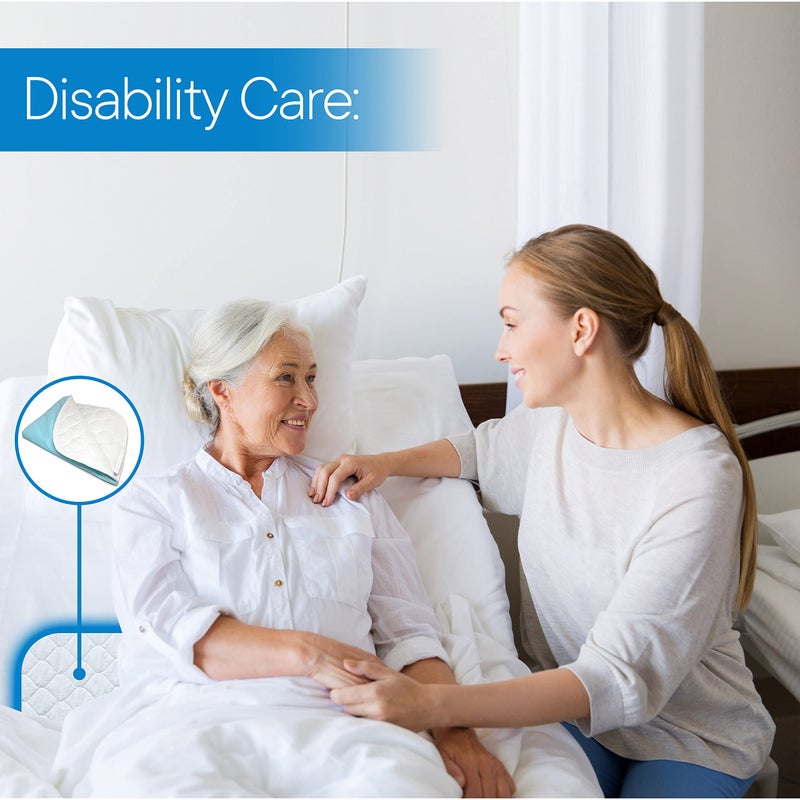 RMS Ultra Soft 4-Layer Washable and Reusable Incontinence Bed Pad - Waterproof Bed Pads with 4 Convenient Handles to Assist in Home Health Care, 34X54 Inch - Image 2