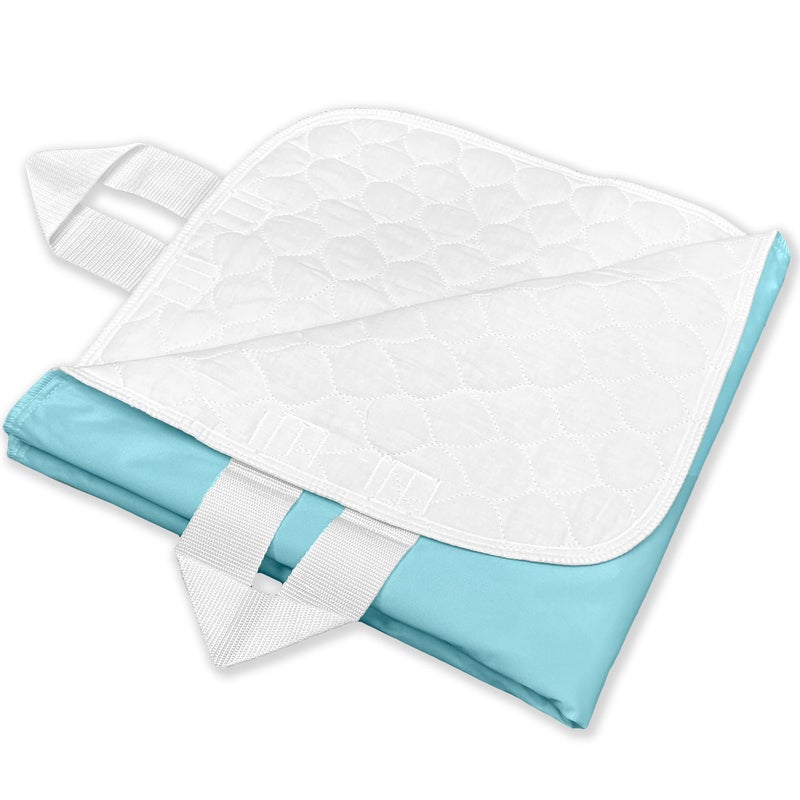 RMS Ultra Soft 4-Layer Washable and Reusable Incontinence Bed Pad - Waterproof Bed Pads with 4 Convenient Handles to Assist in Home Health Care, 34X54 Inch - Image 1