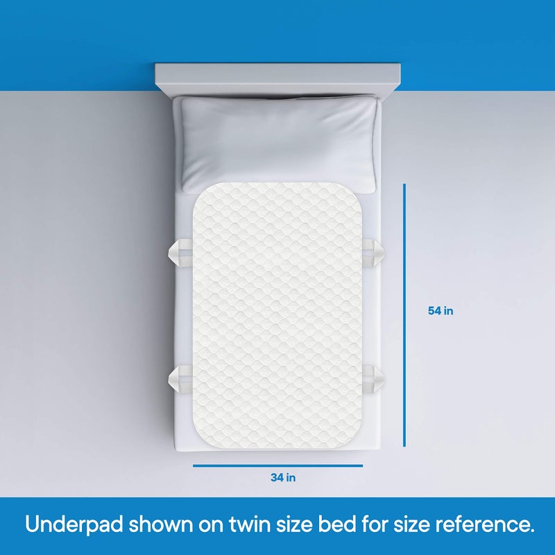RMS Ultra Soft 4-Layer Washable and Reusable Incontinence Bed Pad - Waterproof Bed Pads with 4 Convenient Handles to Assist in Home Health Care, 34X54 Inch - Image 3