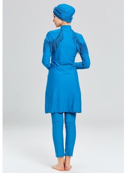 Adasea 4105 Petrol Tassel Detailed Full Length Lycra Hijab Swimsuit  - Image 3