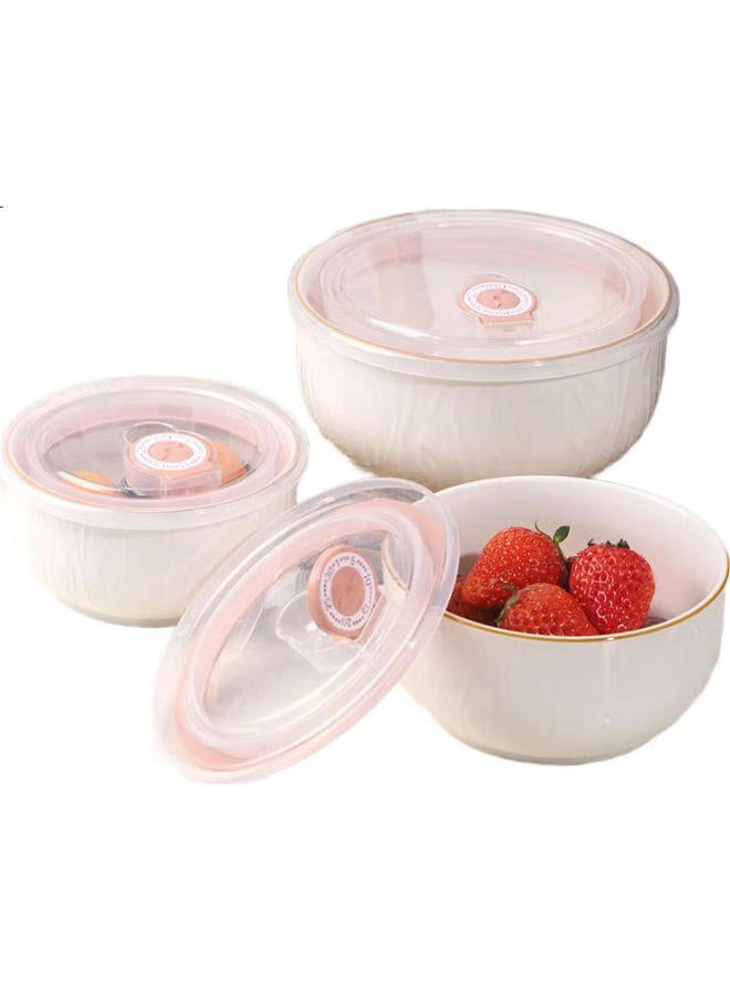 Shun Xiang Shunxiang Ceramic Tableware Set For Home Use With Fresh-Keeping Bowl, Lunch Box, Instant Noodle Bowl With Lid, Microwave Safe - Image 2