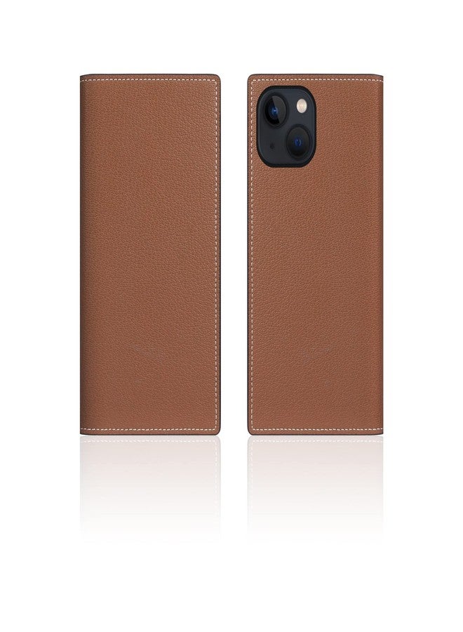 SLG D6 Hybrid Grain Leather Wallet Case for iPhone 14 Plus - Handcrafted Diary Style with Card Holders and Side Cash Pocket, Gift Box Included (Saddle Brown) - Image 3