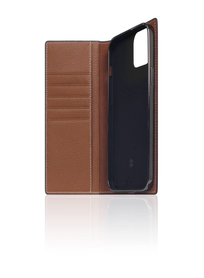 SLG D6 Hybrid Grain Leather Wallet Case for iPhone 14 Plus - Handcrafted Diary Style with Card Holders and Side Cash Pocket, Gift Box Included (Saddle Brown) - Image 2