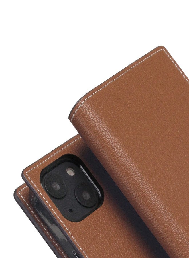 SLG D6 Hybrid Grain Leather Wallet Case for iPhone 14 Plus - Handcrafted Diary Style with Card Holders and Side Cash Pocket, Gift Box Included (Saddle Brown) - Image 4