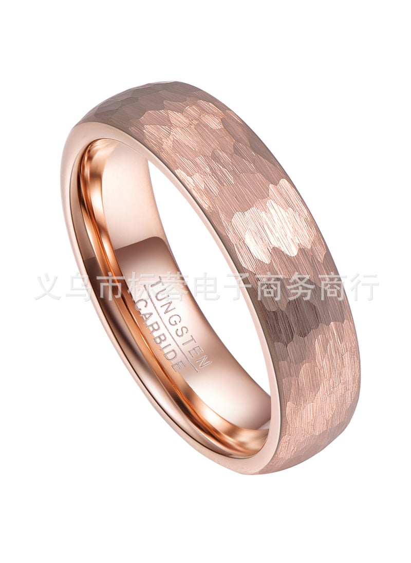 Generic - Rose Gold Plated Tungsten Steel Ring 4-6MM Wide Mens Ring Facetted European Style Jewelry Unisex Band for Men And Women 6mm rose gold - Image 1