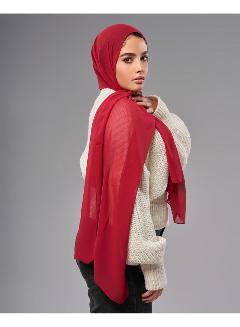 Lavezzi Soft Chiffon Hijab for Women, Solid Color Soft Chiffon Crepe Hijab Scarf – Long Fashion Hijabs Scarves - Muslim Scarf Hijab – Hijab Shawl - Burgundy - Image 2