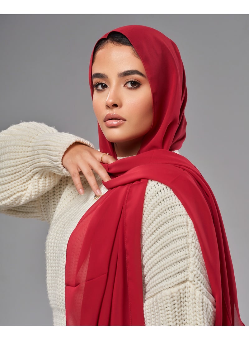 Lavezzi Soft Chiffon Hijab for Women, Solid Color Soft Chiffon Crepe Hijab Scarf – Long Fashion Hijabs Scarves - Muslim Scarf Hijab – Hijab Shawl - Burgundy - Image 3