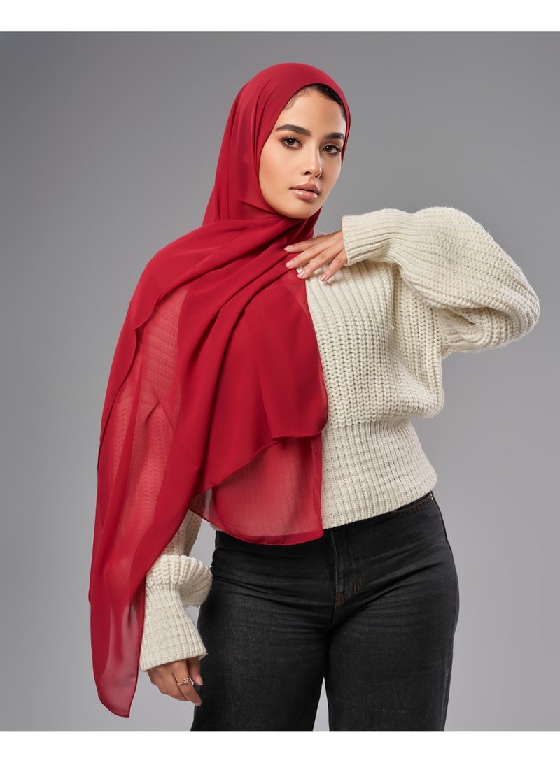 Lavezzi Soft Chiffon Hijab for Women, Solid Color Soft Chiffon Crepe Hijab Scarf – Long Fashion Hijabs Scarves - Muslim Scarf Hijab – Hijab Shawl - Burgundy - Image 1
