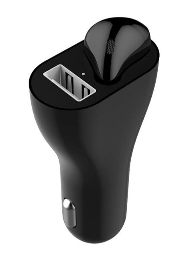 NIBEMINENT USB Car Charger With Bluetooth In-Ear Earphone Black 