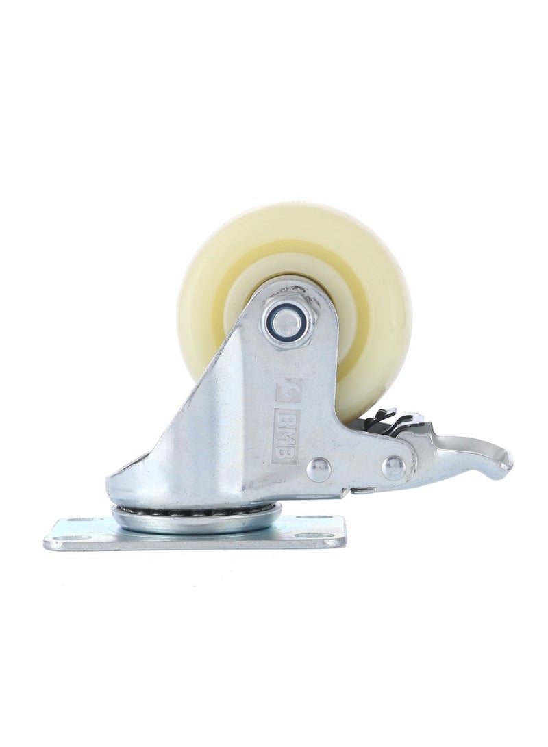 BMB tools 2-Piece 125mm White PP Medium Duty Caster Double Ball Bearing - Swivel with Brake - Plate - Image 2