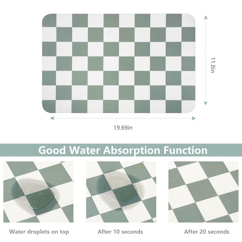 FUULOXE Coffee Mat Checkered Dish Drying Pad for Kitchen Pet Placemat Absorbent Quick Dry Washable Anti-slip Rubber Backed Mats for Kitchen Counter Coffee Bar Bathroom Bedroom 12" x 19" - Image 2