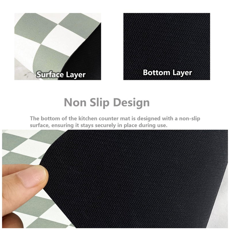 FUULOXE Coffee Mat Checkered Dish Drying Pad for Kitchen Pet Placemat Absorbent Quick Dry Washable Anti-slip Rubber Backed Mats for Kitchen Counter Coffee Bar Bathroom Bedroom 12" x 19" - Image 5