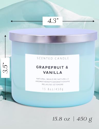 T H Grapefruit Vanilla 3-Wick Scented Soy Candle, 15.8 oz - Aromatherapy Citrus & Vanilla Candle, Long-Lasting Clean Burn, Strong Throw - Image 4