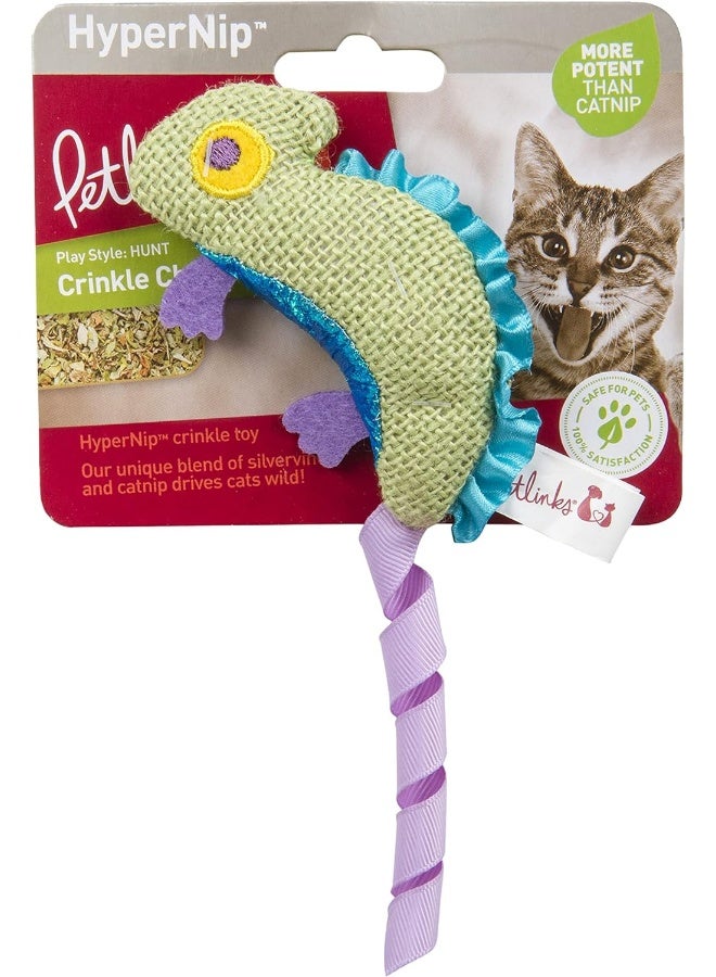 Petlinks HappyNip Crinkle Chameleon Cat Toy, Contains Silvervine & Catnip - Green, One Size - Image 3