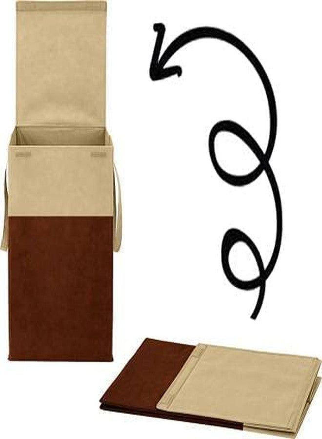STORE MORE Strap Design 68 L Laundry Basket for Clothes and Toys With Lid & Side Handles Durable Foldable and Collapsible Laundry Storage Bag for Dirty Cloth (Beige & Brown, Pack of 2) - Image 2