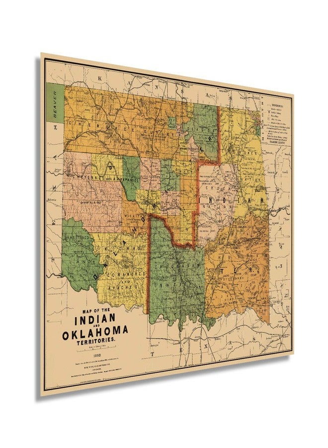 HISTORIX Vintage 1892 Map of Indian & Oklahoma Territories - 18x24 Inch Vintage Map Poster - Image 1