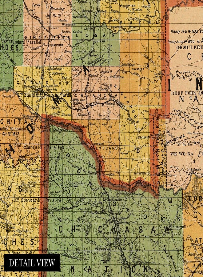 HISTORIX Vintage 1892 Map of Indian & Oklahoma Territories - 18x24 Inch Vintage Map Poster - Image 2