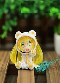 Yellow Hatsune Miku Sitting Collectible Unique Design Figure Toy 6*6cm