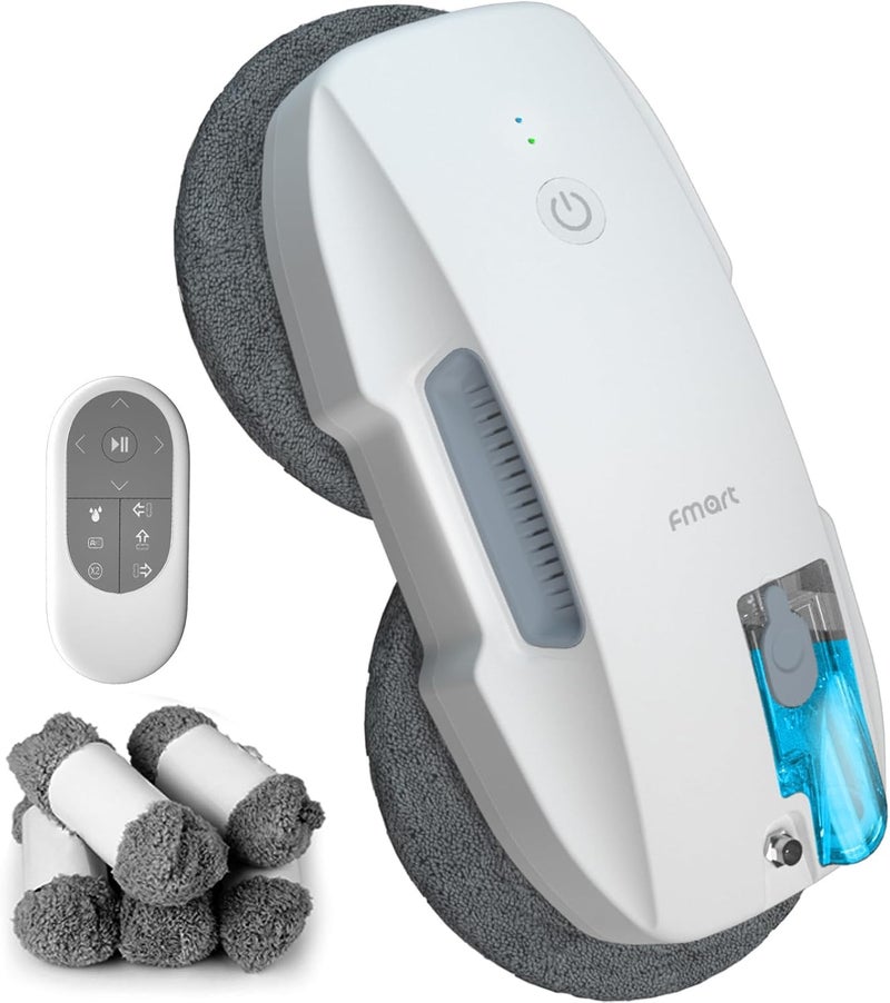 FMART T9Pro Window Cleaning Robot Ultrasonic Atomization Intelligent Water Spray 3800PA Suction Power AI Intelligent Path Planning Edge Detection Technology Remote Control Robot Window Cleaner