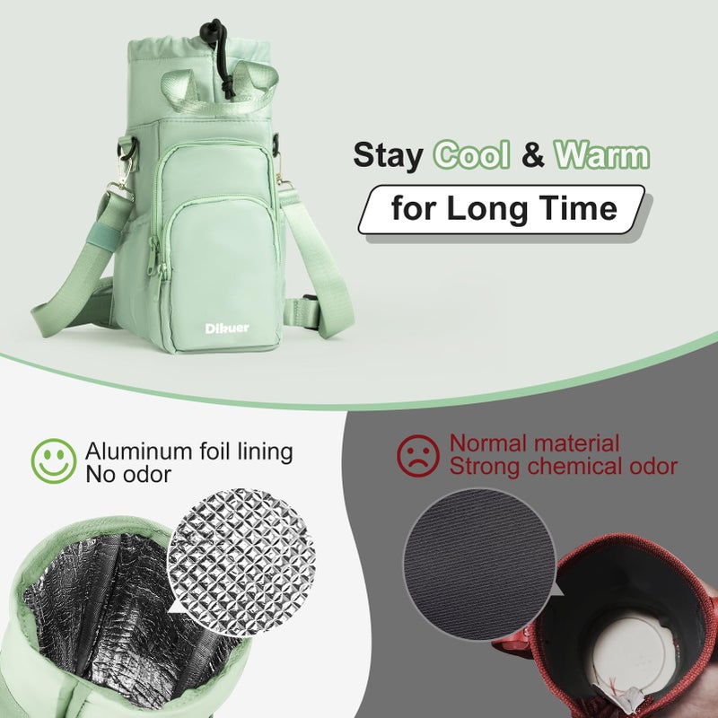 Dikuer Water Bottle Holder with Strap, 4 Big Pockets with Compartment, 24oz/32oz/40oz Crossbody Water Bottle Carrier Bag - Image 3