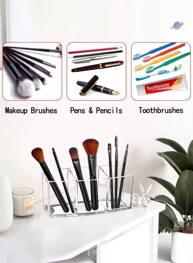 Glowudz Glowudz acrylic makeup brush organizer eyeliners display holder clear cosmetic storage with 3 slots  - Image 5