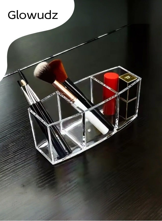 Glowudz Glowudz acrylic makeup brush organizer eyeliners display holder clear cosmetic storage with 3 slots  - Image 2