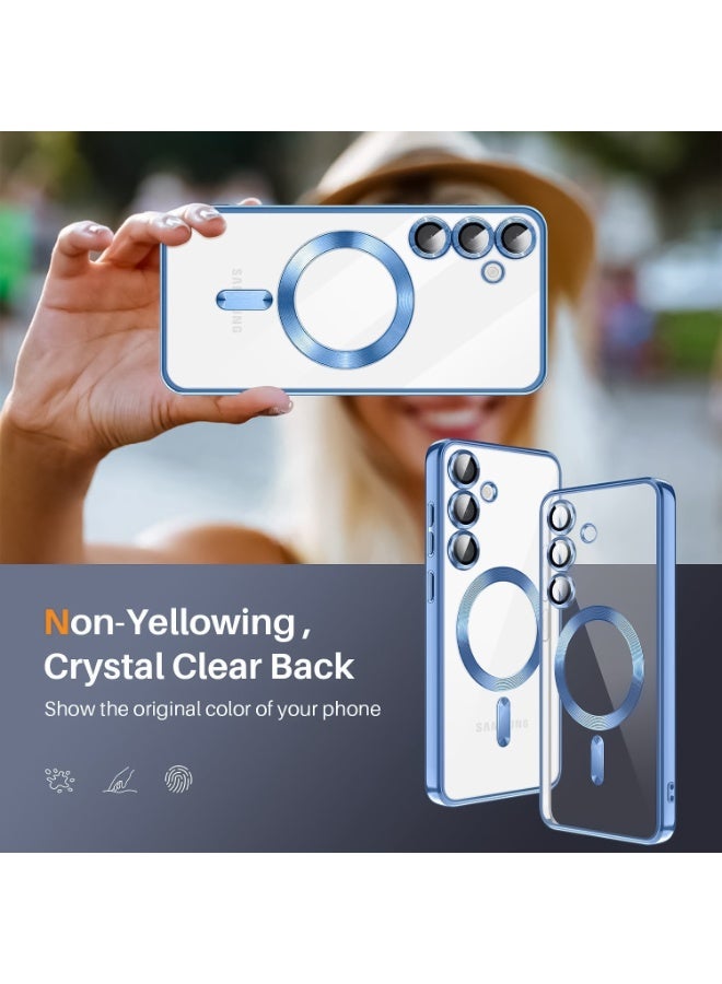 Electroplated Case For Samsung Galaxy A15 Camera Lens Full Protection Compatible with MagSafe Wireless Charging, Shockproof Soft TPU Phone Magnetic Cover (Sierra Blue) - Image 2